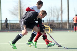 Men's National Team training. West Vancouver Rutledge Field. February 25, 2016. Gordon Johnston (front), Oliver Scholfield (back).
