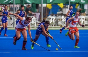 2016 Hawke's Bay Cup. Women's National Team Canada vs Japan. 6-2 loss. Karli Johansen (left), Amanda Woodcroft (right). Photo: Hawke's Bay Festival.