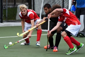 2016 Junior Men's Pan American Championship. Toronto, Ontario. Canada vs Chile (2-1 L) Brandon Pereira (middle). Photo: Yan Huckendubler