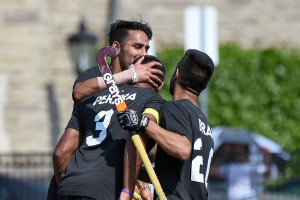2016 Junior Men's National Team Under 21 - Junior Men's Pan American Championship, Toronto, Ontario. Johnny Gill, Brandon Pereira, Satbir Brar. 3-2 win vs Trinidad. Photo: Yan Huckendubler.