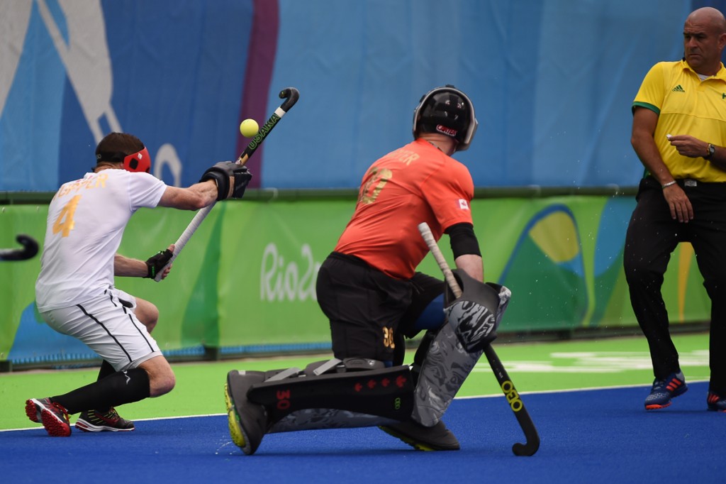 2016 Olympic Games. Men's National Team. Canada vs India 2-2 draw. August 12, 2016. Photo:Yan Huckendubler. Scott Tupper, David Carter