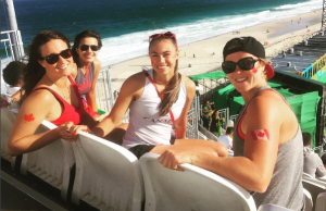 2016 Olympic Games. Shanlee Johnston, Kat Leahy, fans, Men's NAtional Team. Credit: Shanlee Johnston Instagram